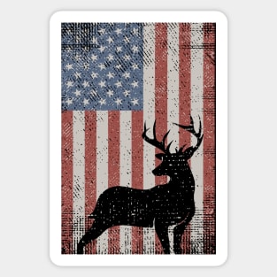 Whitetail Buck Deer USA Flag Sticker